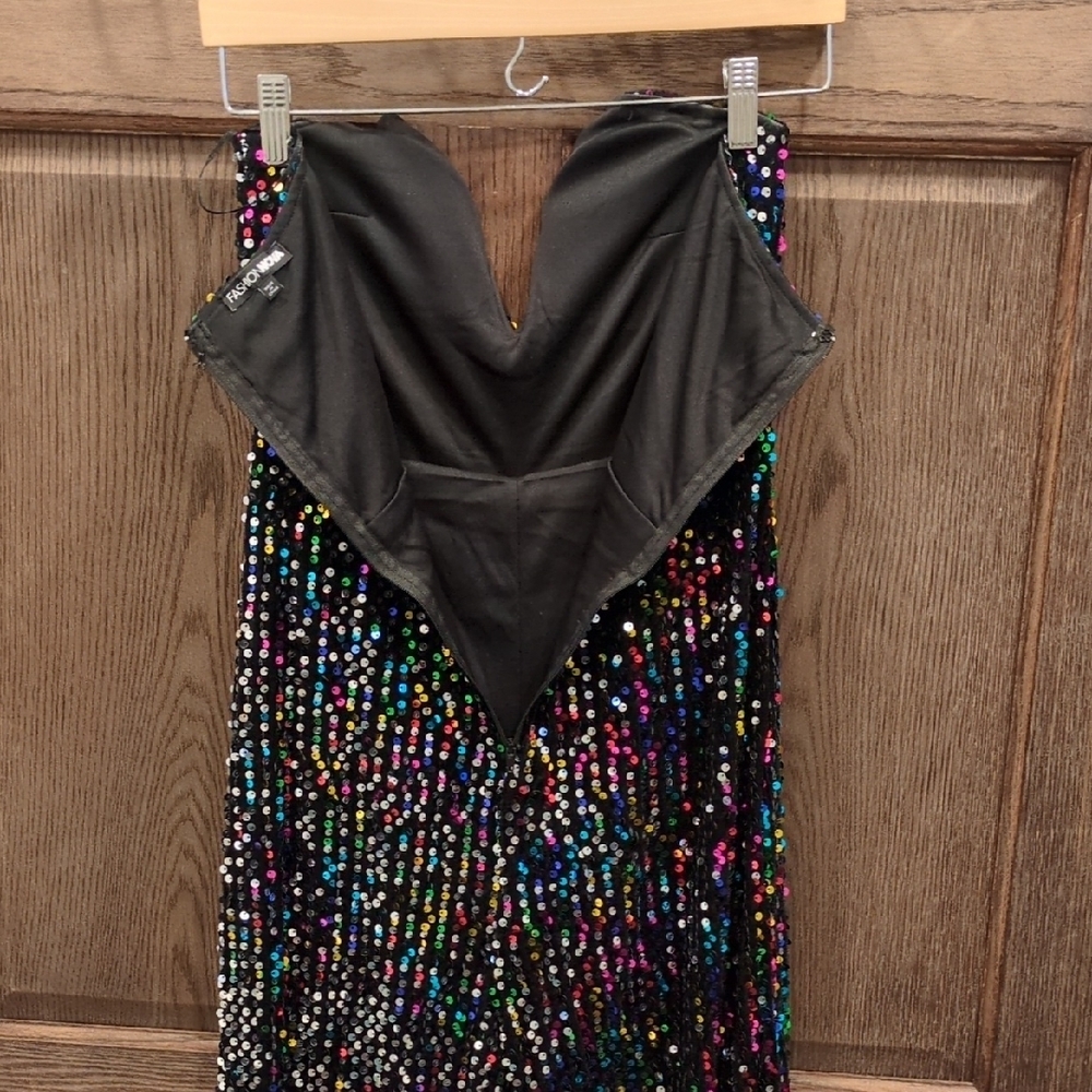 Fashion Nova Black Multicolor Sequin Jumper - Picture 5 of 8